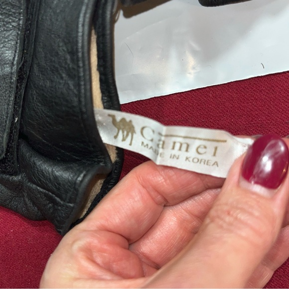 CAMEL BLACK Heavy LEATHER GLOVES Thinsulate XL Insulated wrist Adjustable Strap - Picture 9 of 11